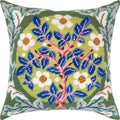 Brvsk Stamped Cross-Stitch Kit for Adults and Beginners — Rose Wreath by William Morris 16″ × 16″ with Clear, Precise Printed Design on Cotton Canvas; Includes 2 Needles, Yarn, and Easy-Read Chart