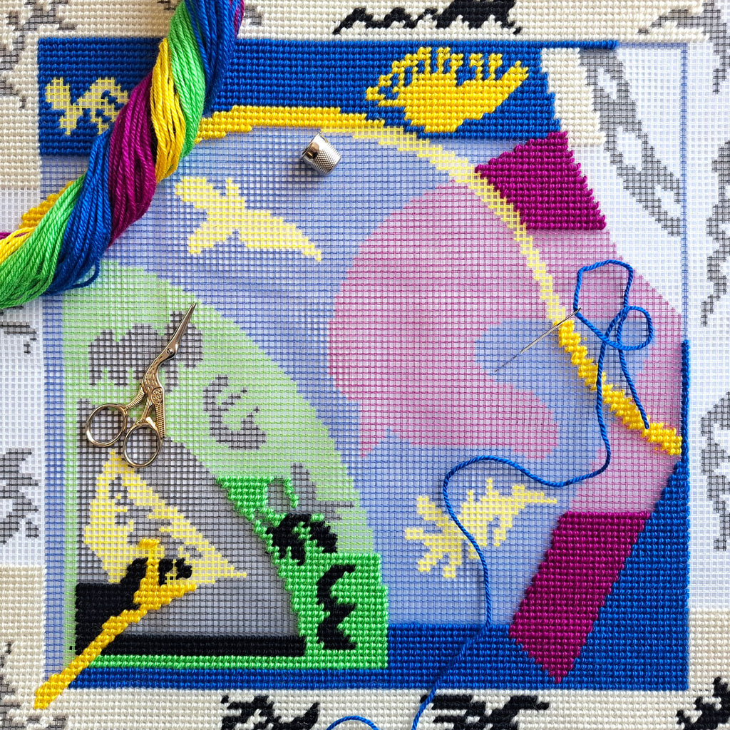 Brvsk Abstract Needlepoint Kit for Adults and Beginners — The Horse, Rider, and Clown by Henri Matisse 16″ × 16″ with Clear, Precise Printed Design on Cotton Canvas; Includes Needles and Yarn
