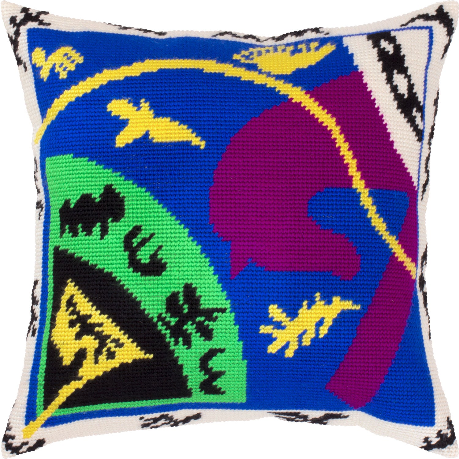 Brvsk Abstract Needlepoint Kit for Adults and Beginners — The Horse, Rider, and Clown by Henri Matisse 16″ × 16″ with Clear, Precise Printed Design on Cotton Canvas; Includes Needles and Yarn