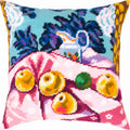 Brvsk Fauvist Stamped Cross-Stitch Kit for Adults and Beginners — Still Life with Apples on Pink Cloth by Henri Matisse 16″ × 16″ with Clear, Precise Printed Design on Cotton Canvas
