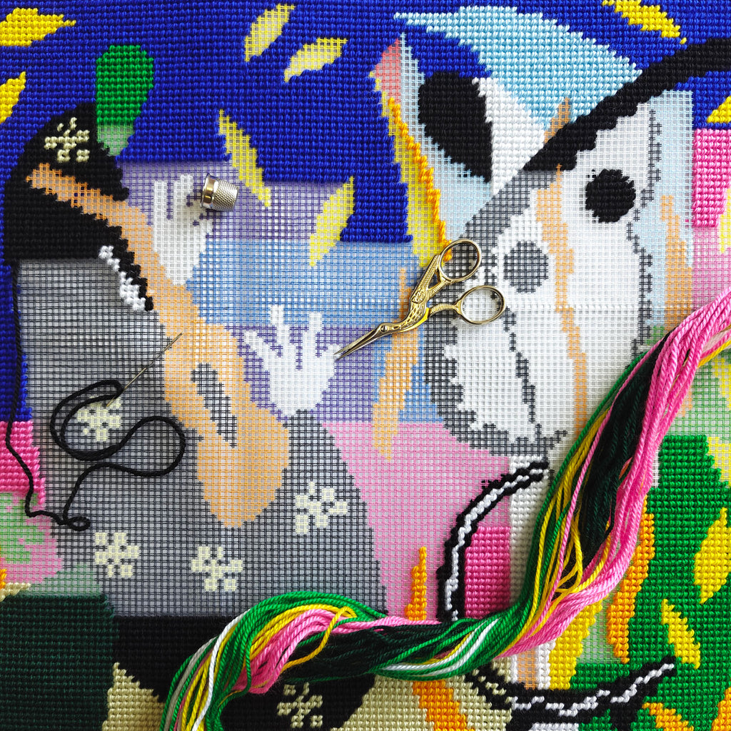 The Sorrows of the King — Needlepoint Kit 16″ × 16″ by Brvsk