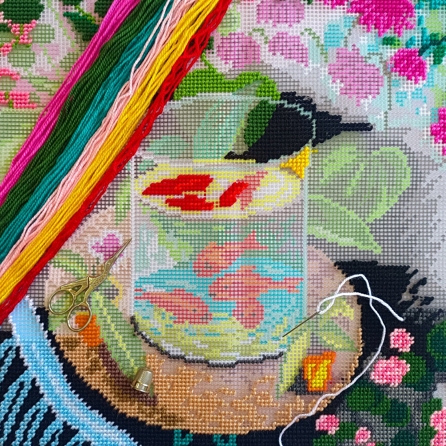 Red Fish — Stamped Cross Stitch Kit 16″ × 16″ by Brvsk