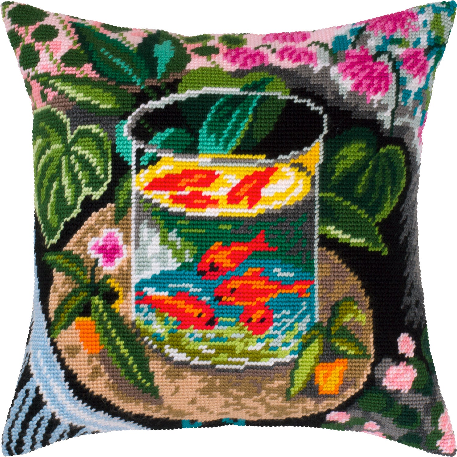 Brvsk Needlepoint Pillow Kit — Red Fish (Henri Matisse), 16″ × 16″