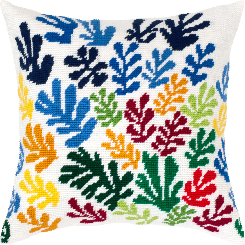 Brvsk Abstract Embroidery Kit for Adults and Beginners — The Sheaf by Henri Matisse 16″ × 16″ with Clear, Precise Printed Design on Cotton Canvas; Includes 2 Needles, Yarn, and Easy-Read Chart
