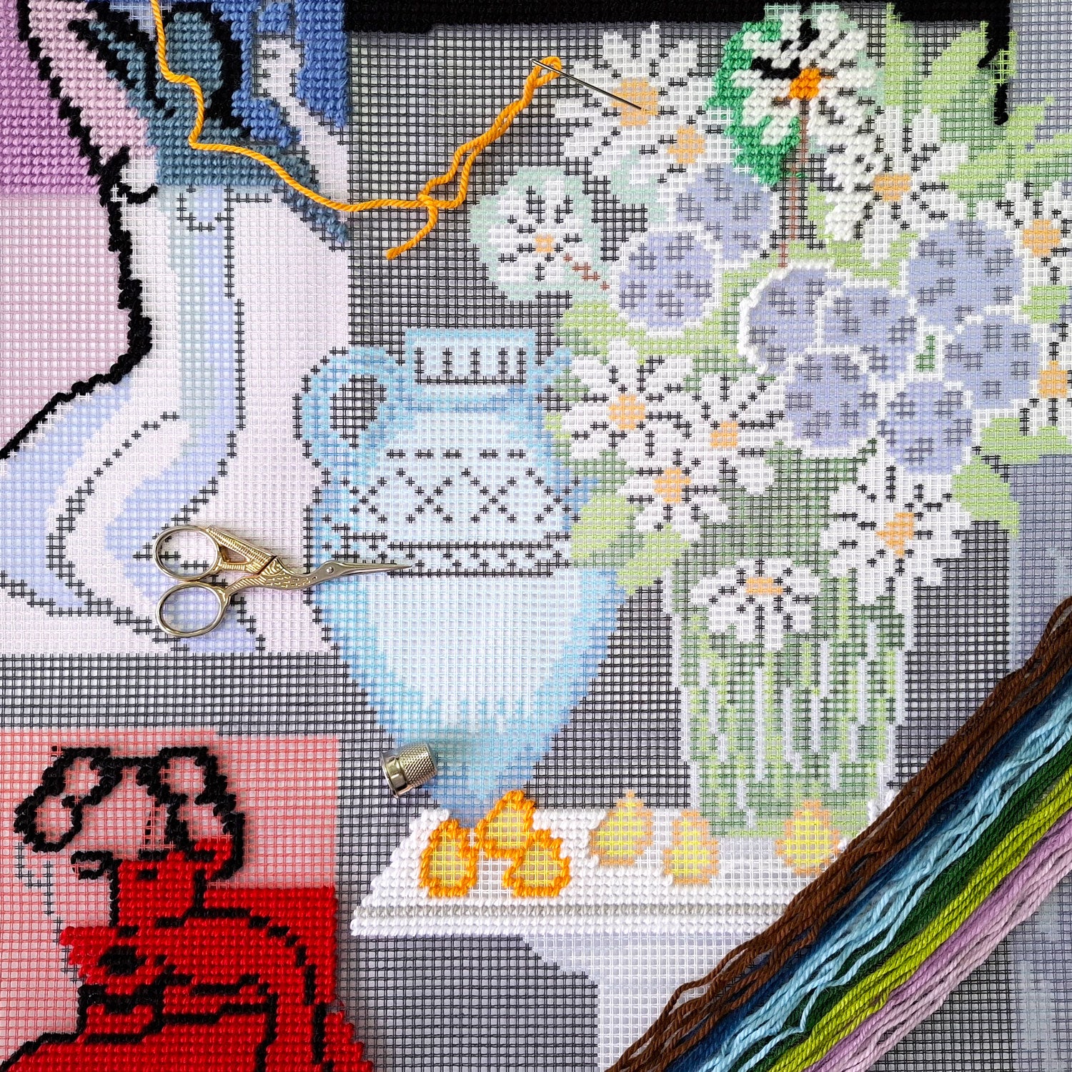 The Daisies — Needlepoint Kit 16″ × 16″ by Brvsk