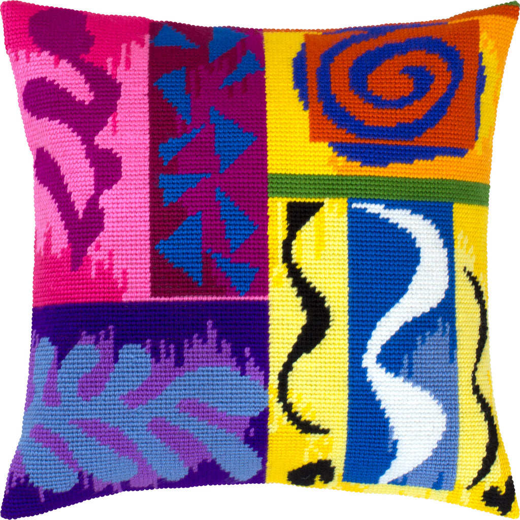 Decorative Embroidery Kit for Adults and Beginners — Beasts of The Sea by Henri Matisse 16″ × 16″ with Clear, Precise Printed Design on Cotton Canvas; Includes 2 Needles, Yarn, and Easy-Read Chart