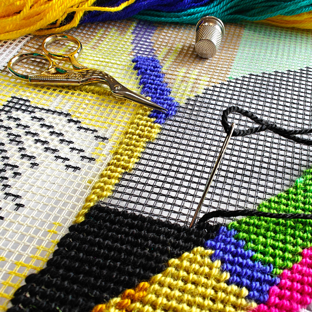 Modern Needlepoint Kit for Adults and Beginners — Beasts of The Sea by Henri Matisse 16″ × 16″ with Clear, Precise Printed Design on Cotton Canvas; Includes 2 Needles, Yarn, and Easy-Read Chart