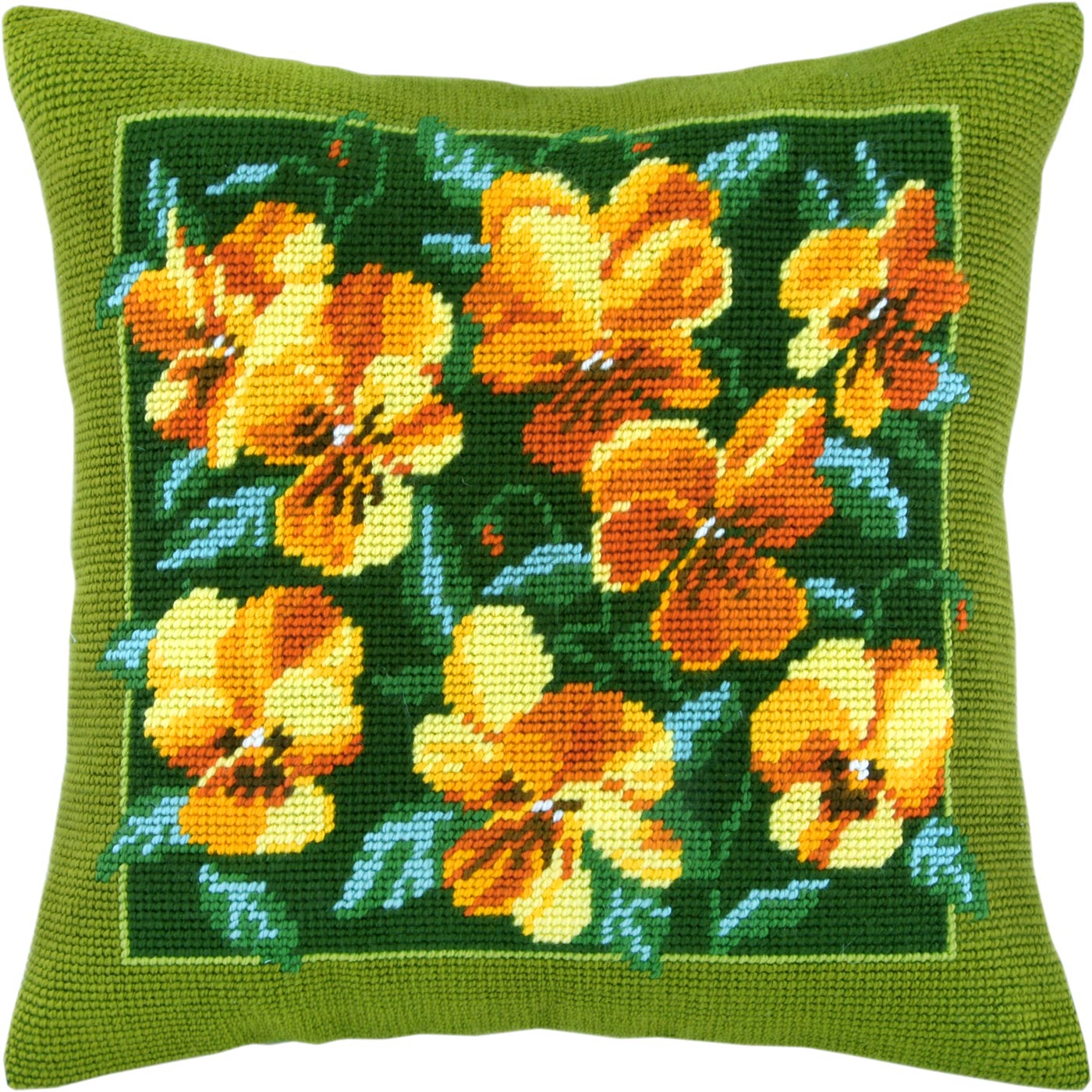 Golden Bouquet — Needlepoint Kit 16″ × 16″ by Brvsk