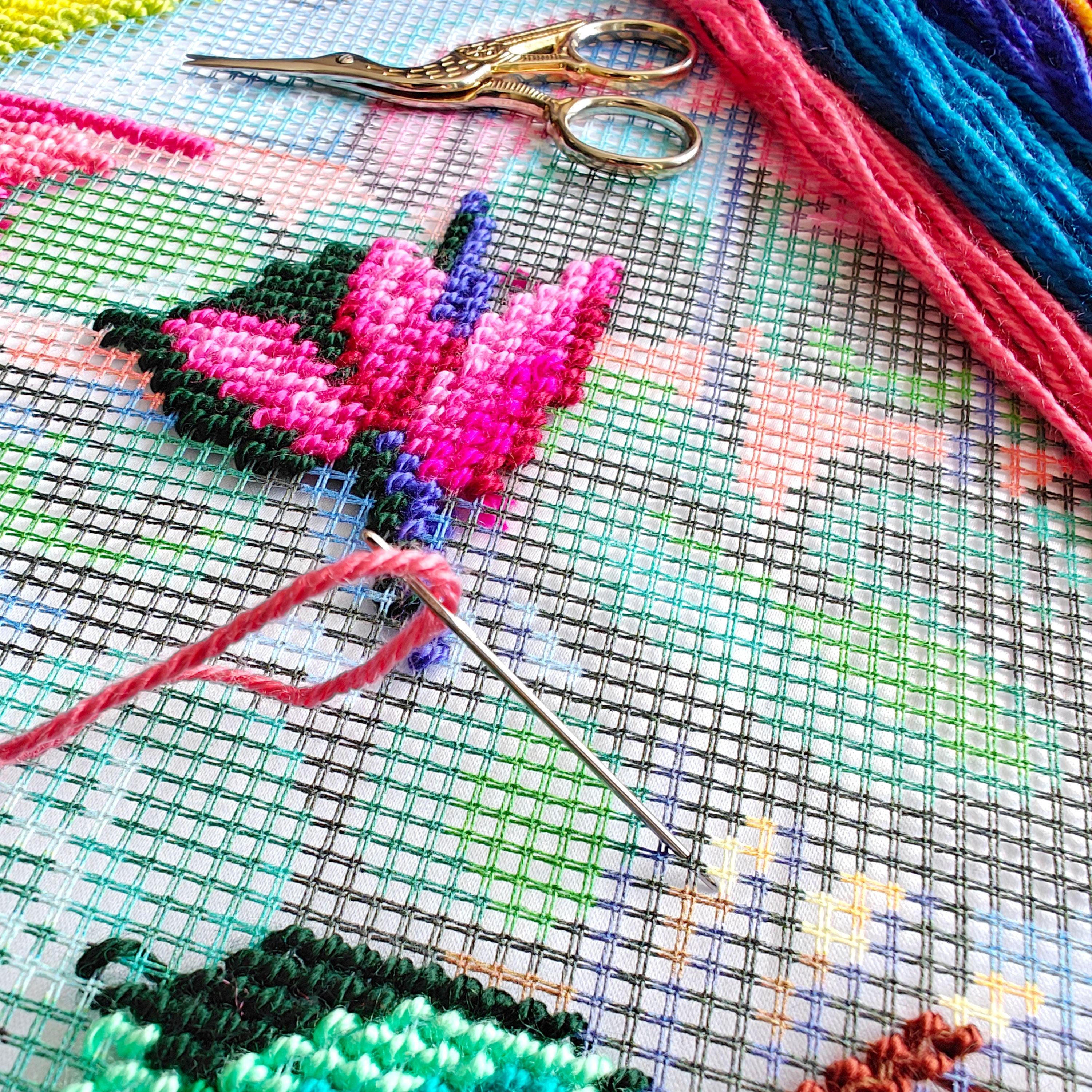 Cyclamen — Needlepoint Kit 16″ × 16″ by Brvsk