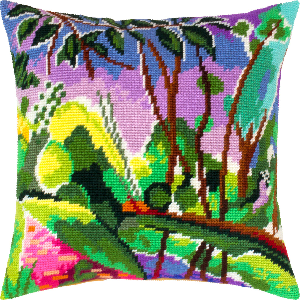 Riverbank View — Stamped Cross Stitch Kit 16″ × 16″ by Brvsk