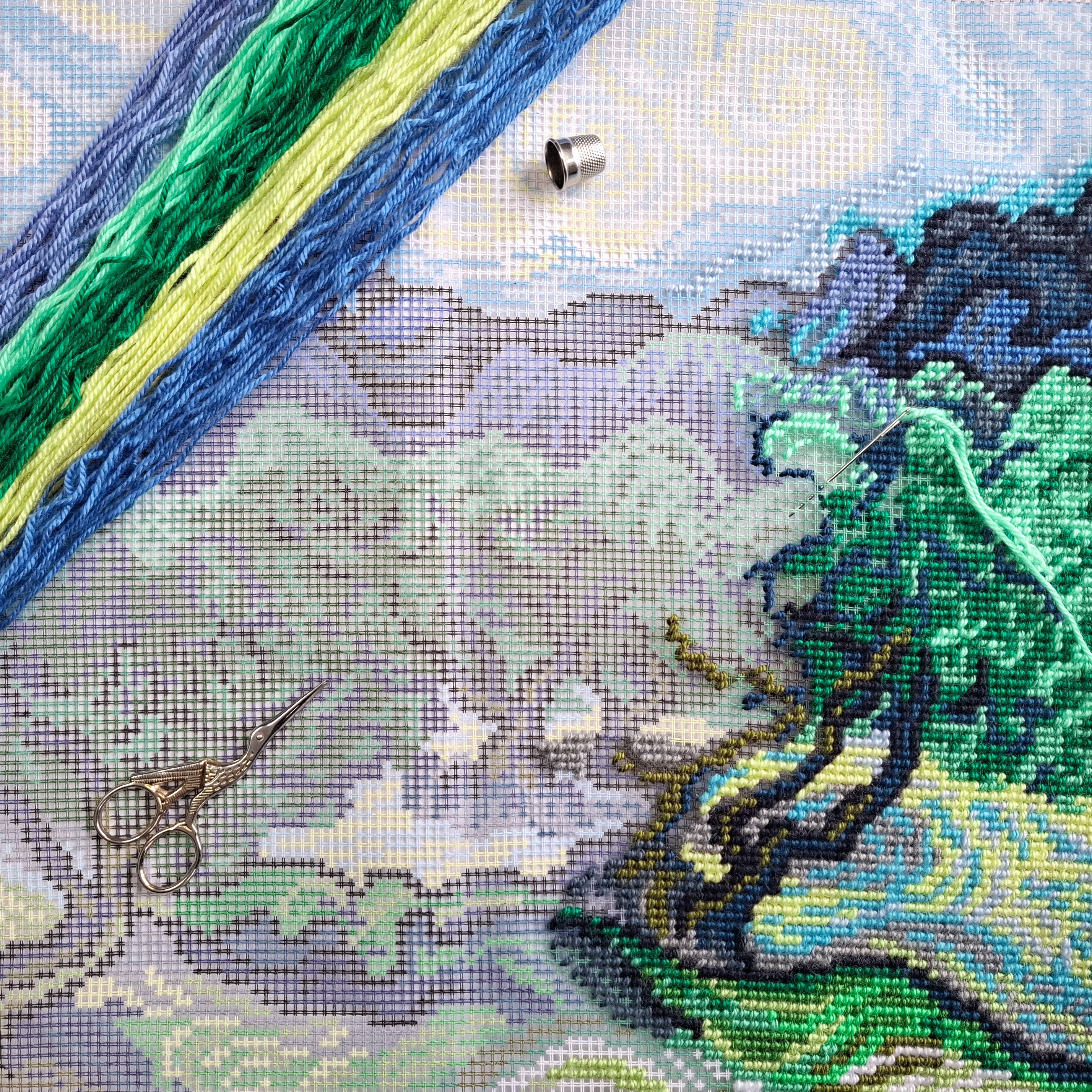 Olive Trees — Needlepoint Kit 16″ × 16″ by Brvsk