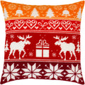 Brvsk Festive Embroidery Kit for Adults and Beginners — Scandinavian Christmas 16″ × 16″ with Clear, Precise Printed Design on Cotton Canvas; Includes 2 Needles, Yarn, and Easy-Read Chart