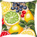 Brvsk Needlepoint Pillow Kit — Fruity Fiesta, 16″ × 16″