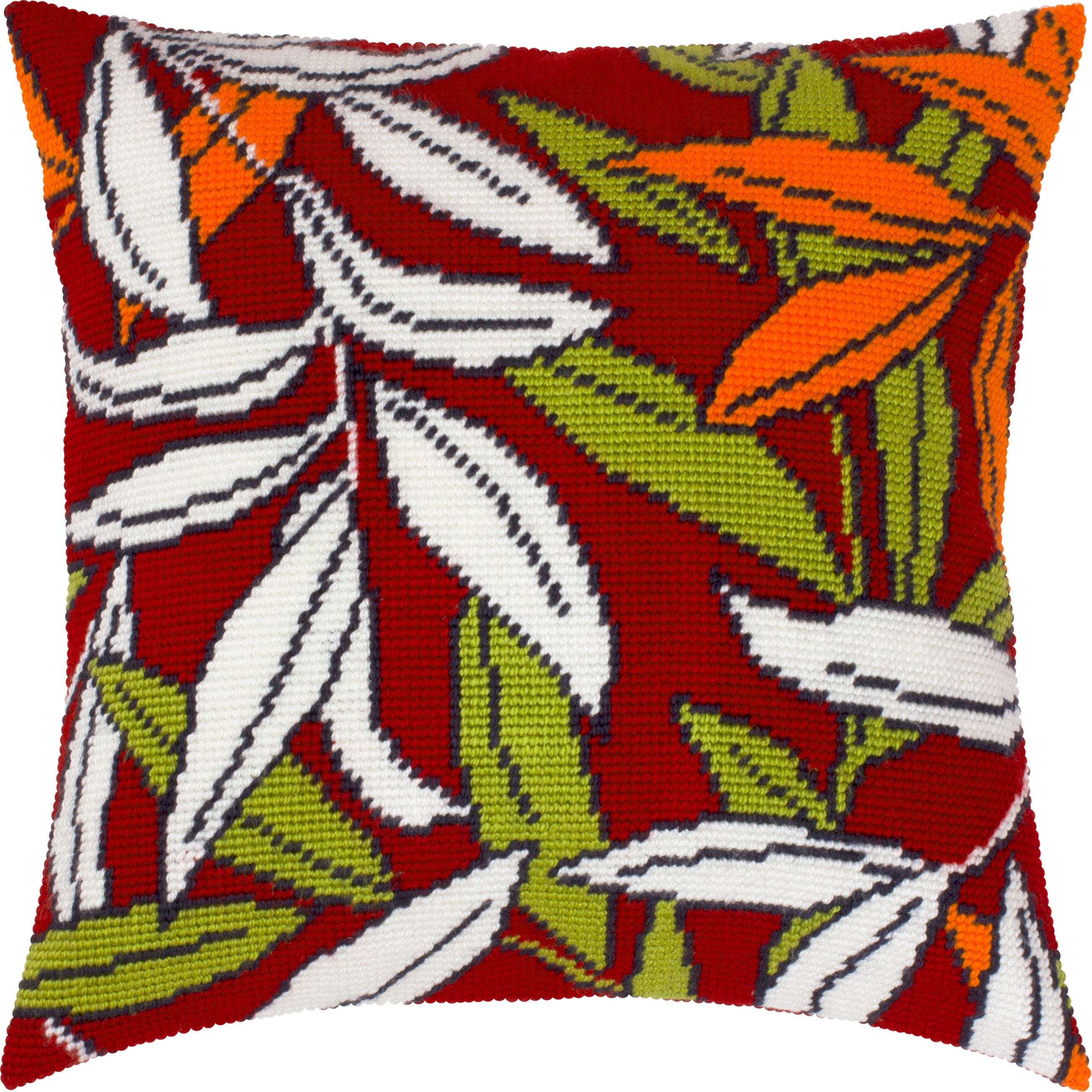 Brvsk Seasonal Stamped Cross-Stitch Kit for Adults and Beginners — Colors of Autumn 16″ × 16″ with Clear, Precise Printed Design on Cotton Canvas; Includes 2 Needles, Yarn, and Easy-Read Chart
