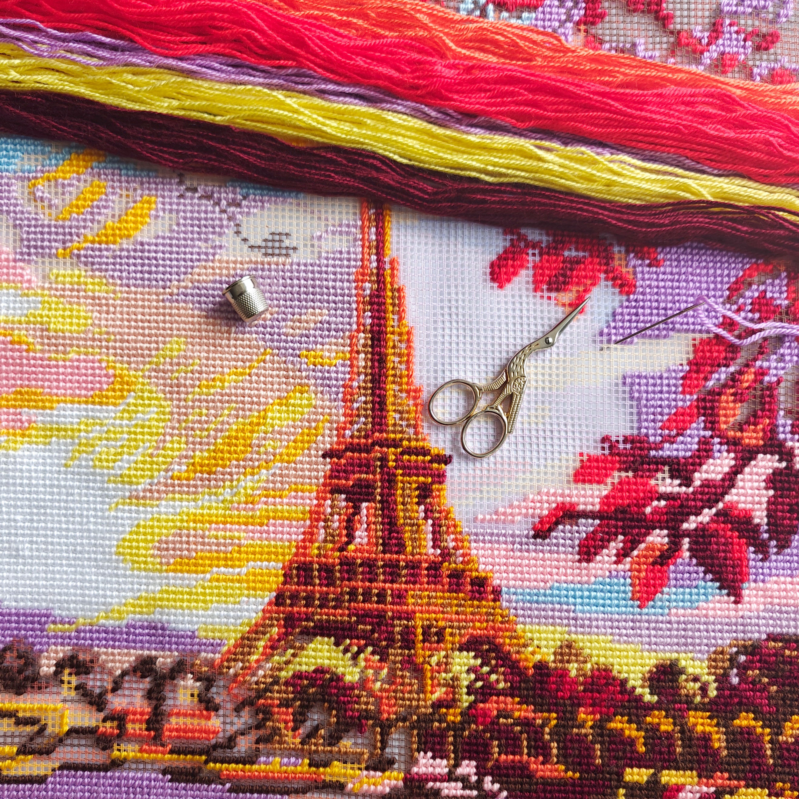 Paris Morning Light — Embroidery Kit 16″ × 16″ by Brvsk