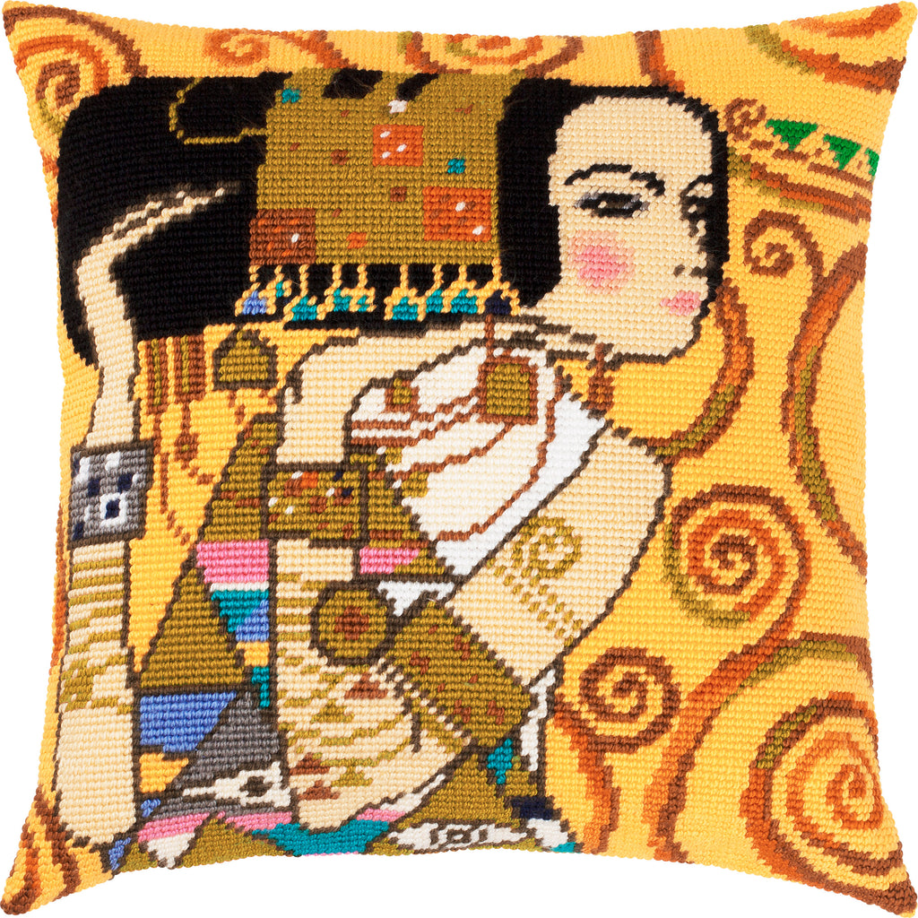 Golden Embroidery Kit for Adults and Beginners — Expectation. Tree of Life by Gustav Klimt 16″ × 16″ with Clear, Precise Printed Design on Cotton Canvas; Includes 2 Needles, Yarn, and Easy-Read Chart