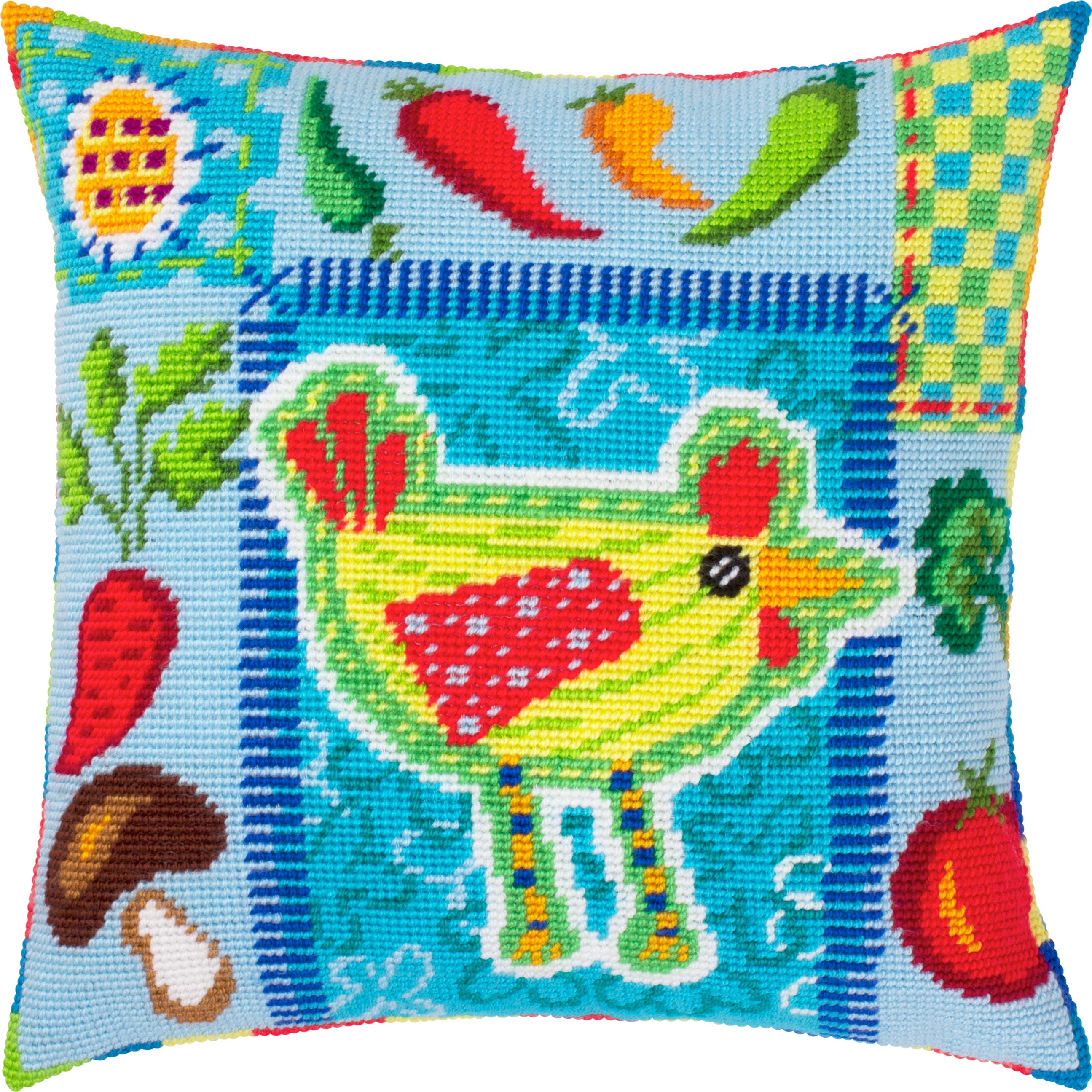 Brvsk Farmhouse Embroidery Kit for Adults and Beginners — Rustic Kitchen Charm: Hen 16″ × 16″ with Clear, Precise Printed Design on Cotton Canvas; Includes 2 Needles, Yarn, and Easy-Read Chart