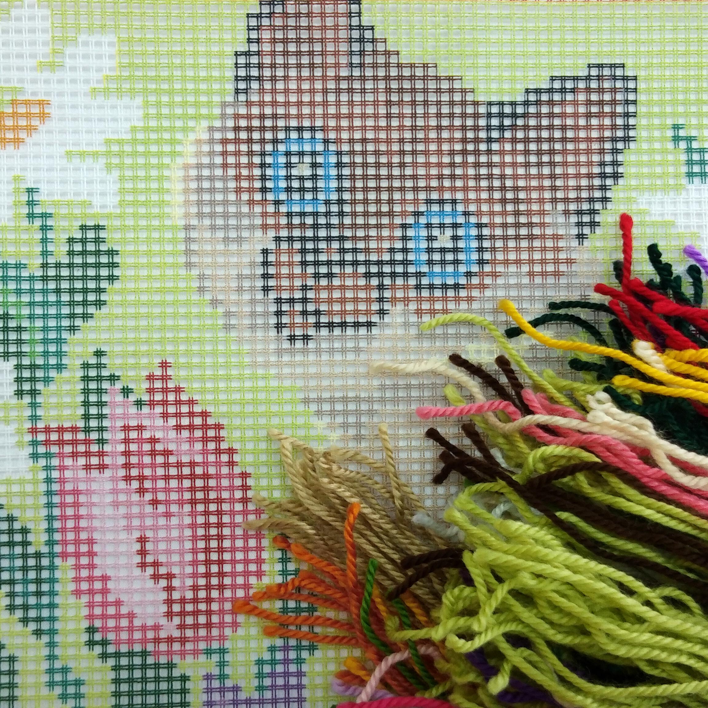 Brvsk Ferine Needlepoint Kit for Adults and Beginners — Siamese Cat 16″ × 16″ with Clear, Precise Printed Design on Cotton Canvas; Includes 2 Needles, Yarn, and Easy-Read Chart