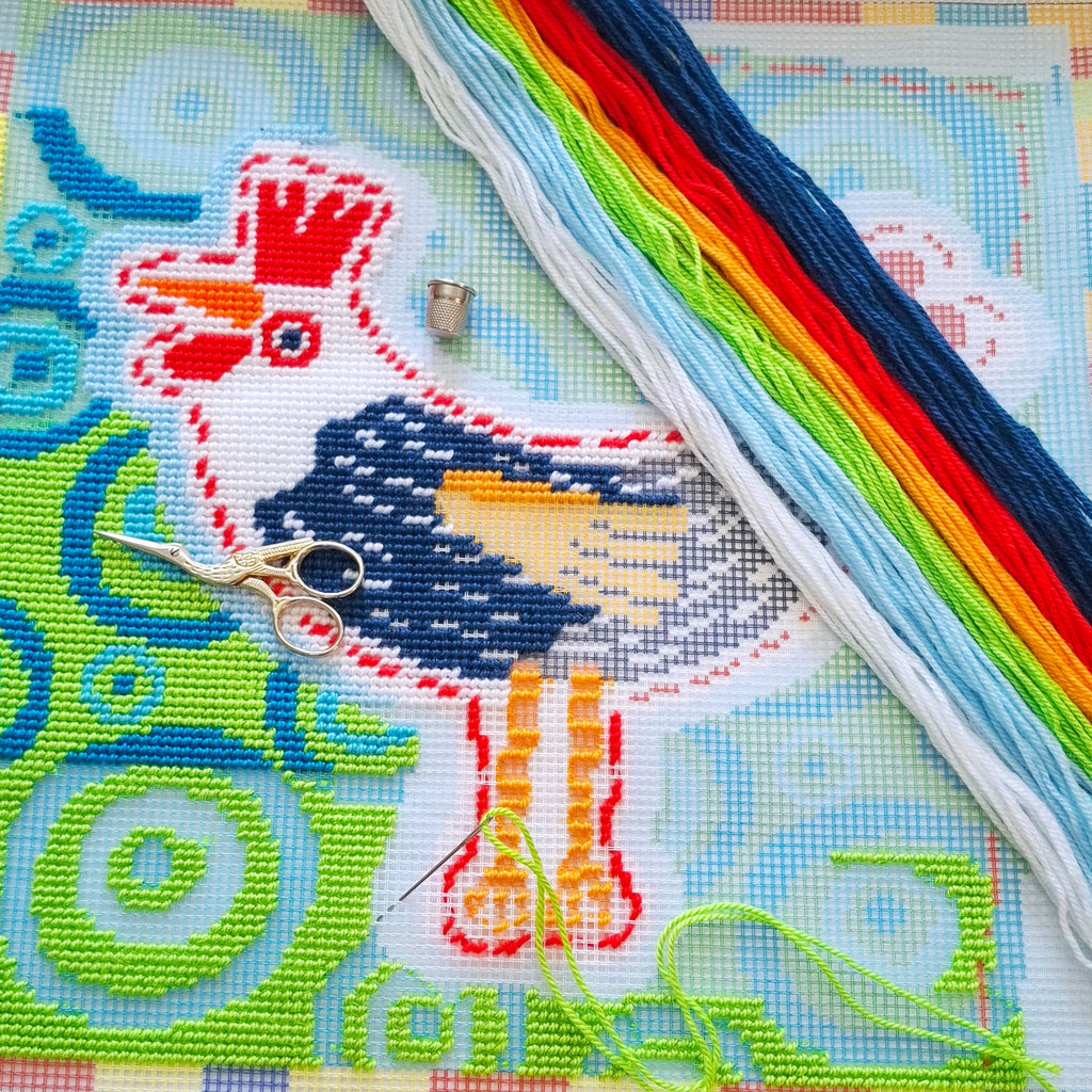 Brvsk Farmhouse Needlepoint Kit for Adults and Beginners — Rustic Kitchen Charm: Rooster 16″ × 16″ with Clear, Precise Printed Design on Cotton Canvas; Includes 2 Needles, Yarn, and Easy-Read Chart