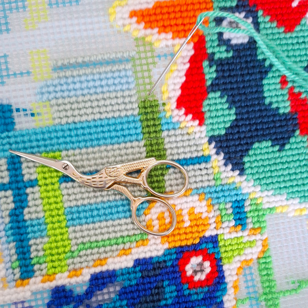 Farmhouse Stamped Cross-Stitch Kit for Adults and Beginners — Rustic Kitchen Charm: Chicks 16″ × 16″ with Clear, Precise Printed Design on Cotton Canvas; Includes 2 Needles, Yarn, and Easy-Read Chart