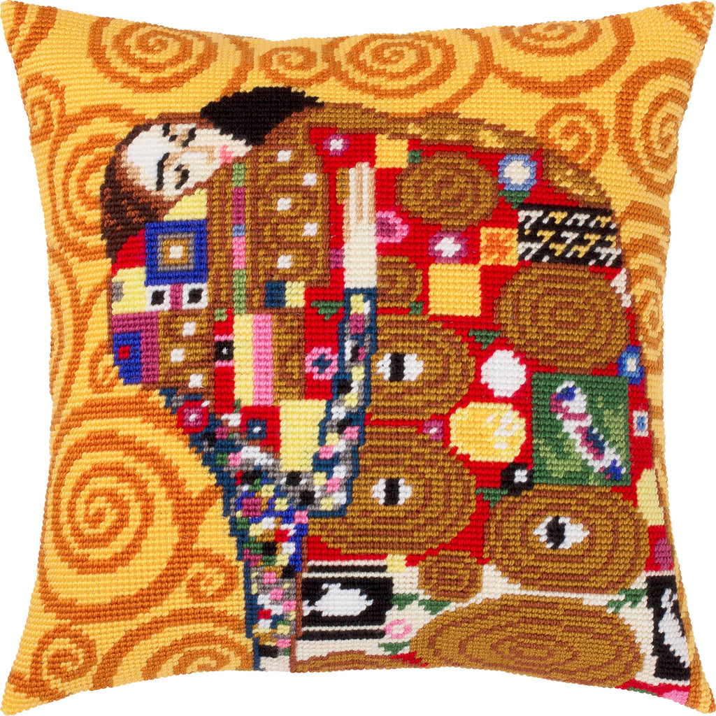 Emotive Embroidery Kit for Adults and Beginners — Rapture. Tree of Life by Gustav Klimt 16″ × 16″ with Clear, Precise Printed Design on Cotton Canvas; Includes 2 Needles, Yarn, and Easy-Read Chart
