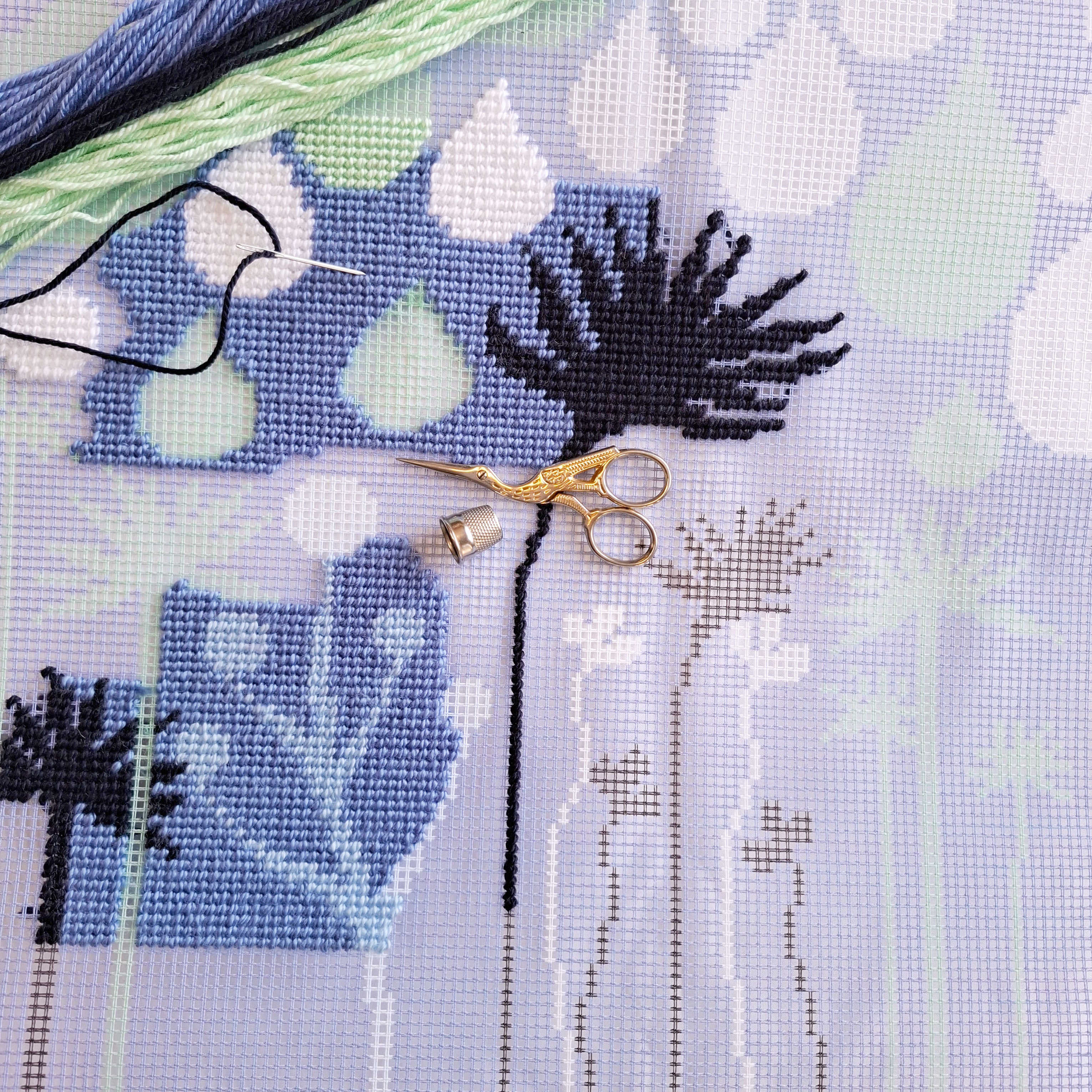 Morning dew — Stamped Cross Stitch Kit 16″ × 16″ by Brvsk