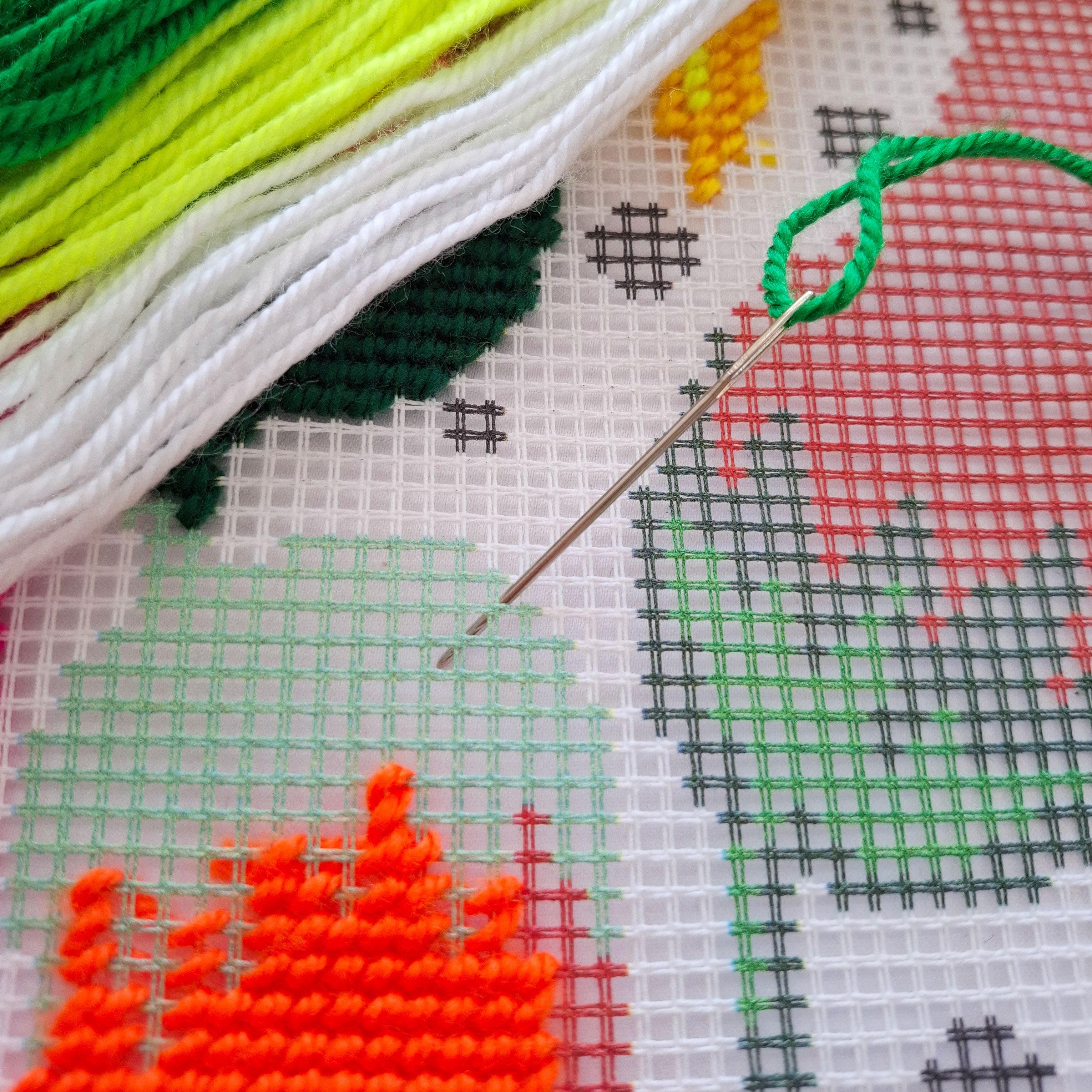 Chili peppers — Stamped Cross Stitch Kit 16″ × 16″ by Brvsk