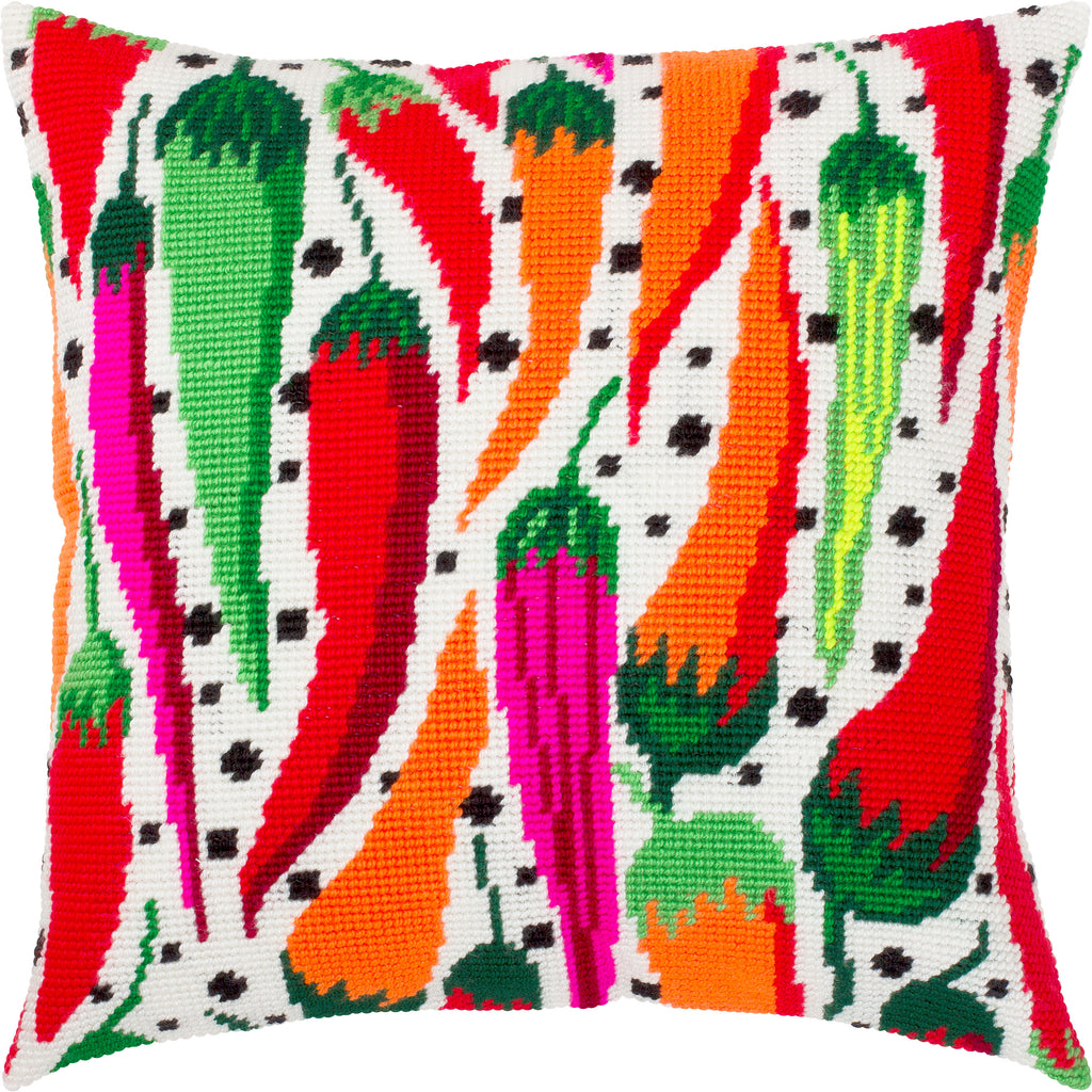 Chili peppers — Stamped Cross Stitch Kit 16″ × 16″ by Brvsk