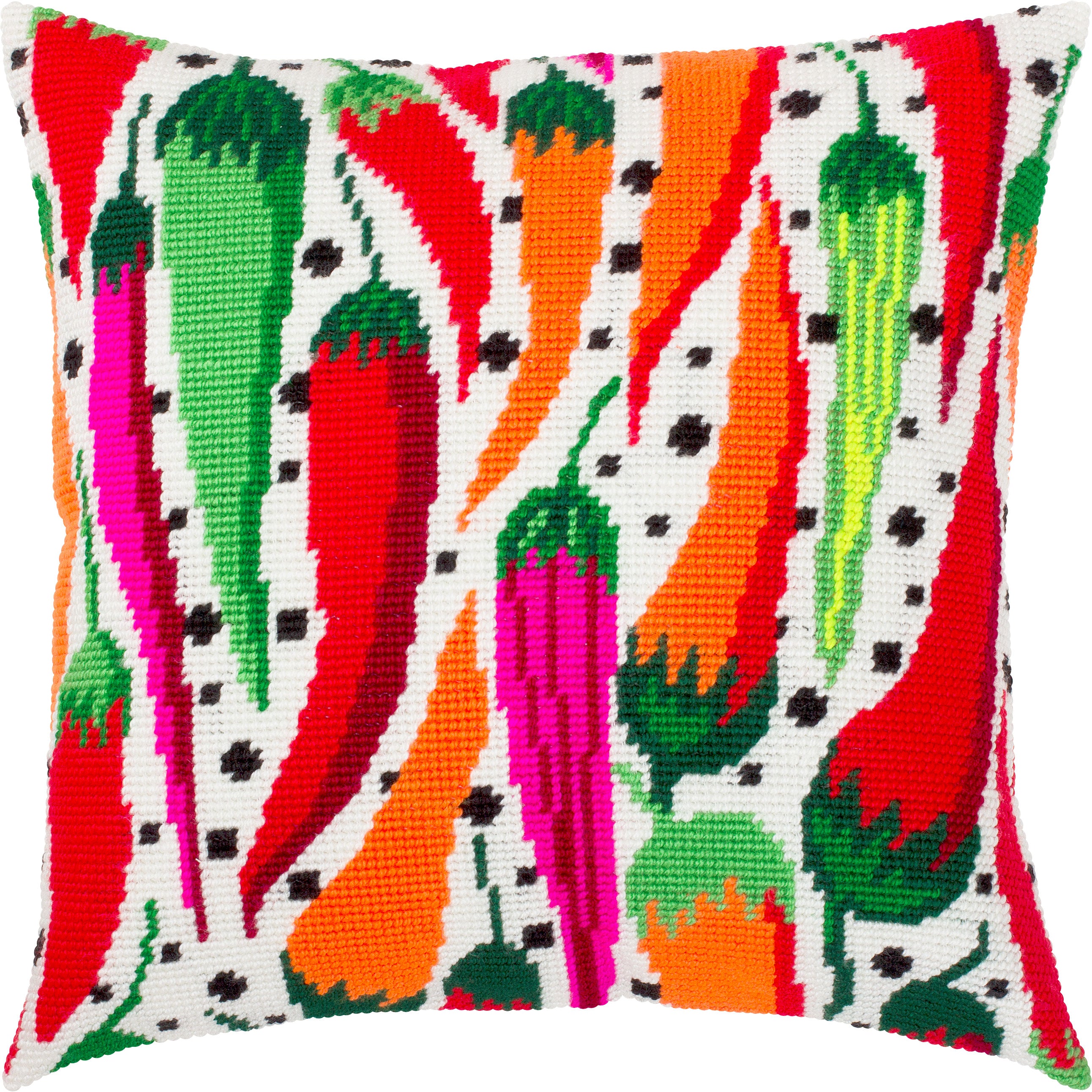 Chili peppers — Stamped Cross Stitch Kit 16″ × 16″ by Brvsk