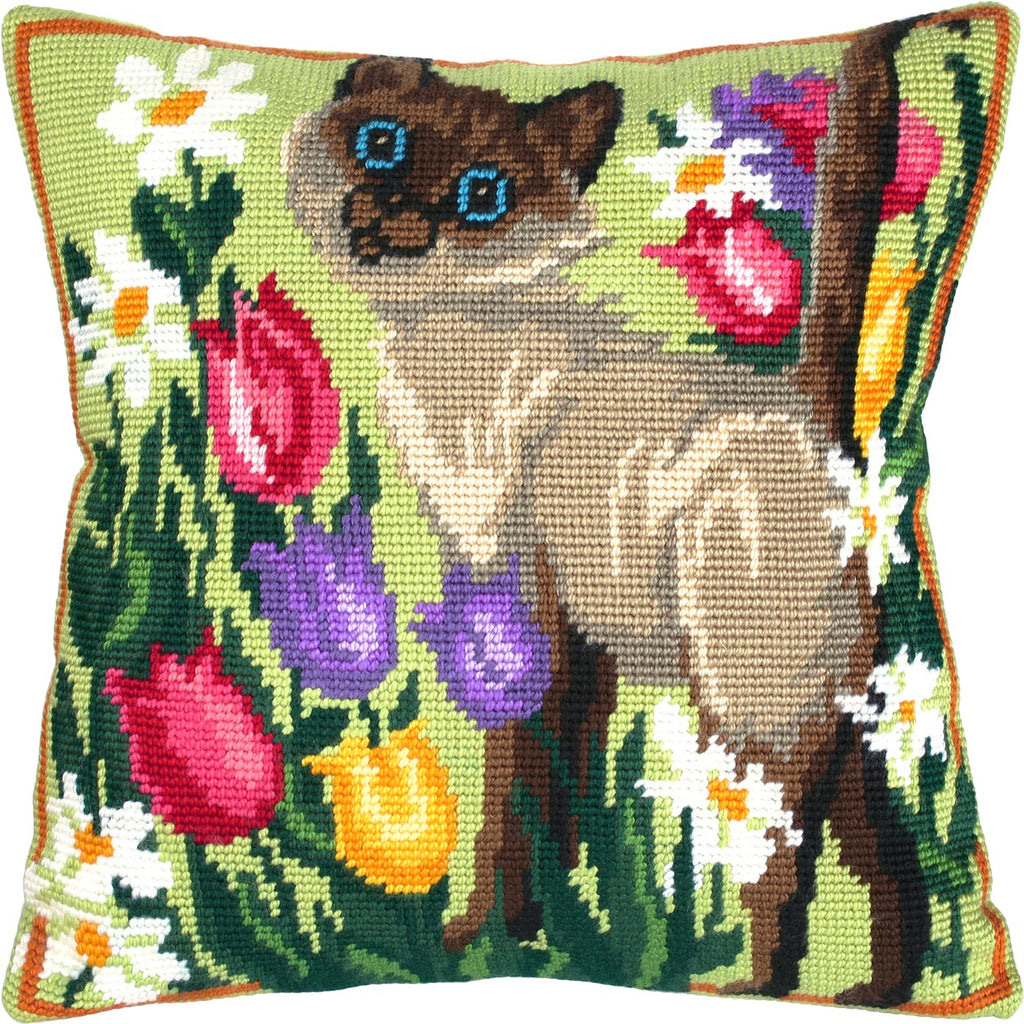 Siamese Cat — Needlepoint Kit 16″ × 16″ by Brvsk
