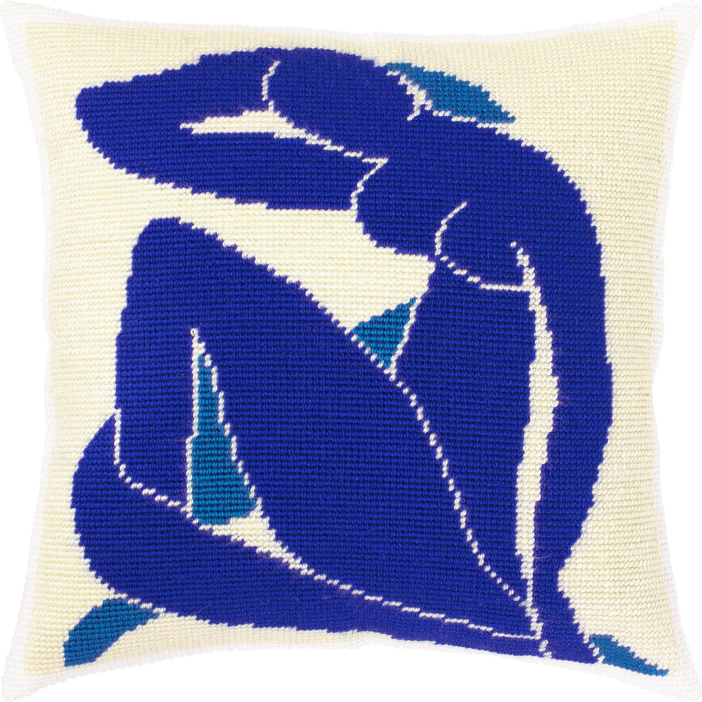 Brvsk Needlepoint Pillow Kit — Blue Nude by Henri Matisse, 16″ × 16″