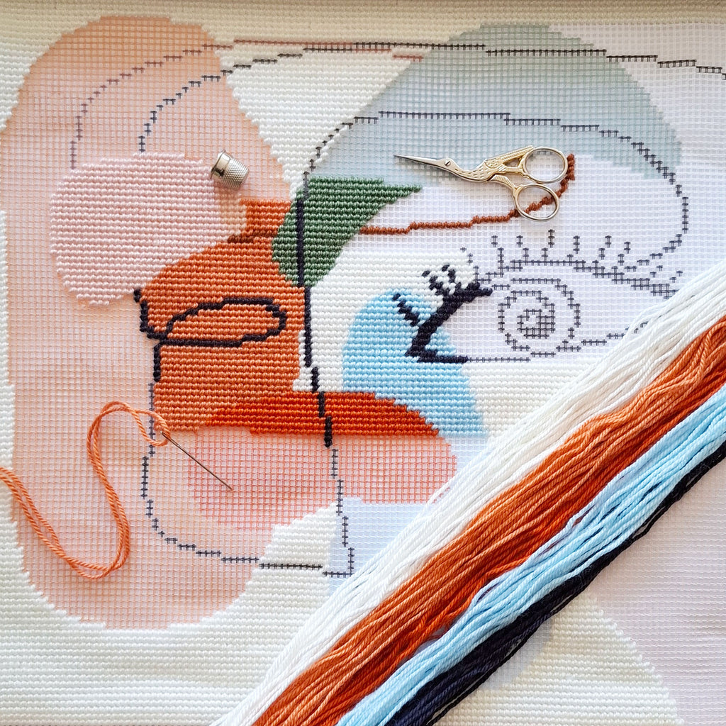 Mysterious look — Embroidery Kit 16″ × 16″ by Brvsk