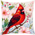 Brvsk Embroidery Pillow Kit — Cardinal in Bloom, 16″ × 16″