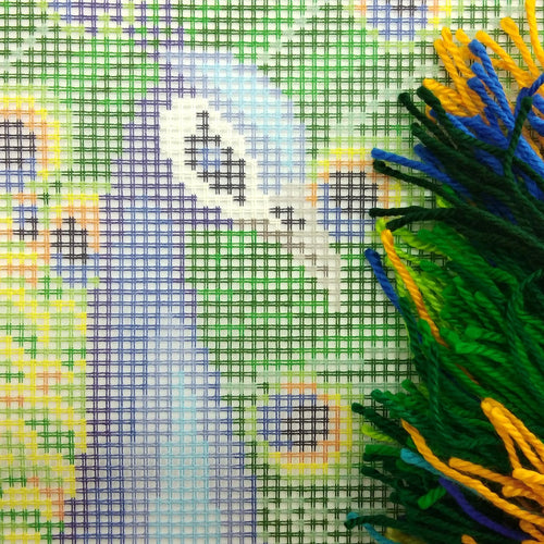 Brvsk Bird Embroidery Kit for Adults and Beginners — Peacock 16″ × 16″ with Clear, Precise Printed Design on Cotton Canvas; Includes 2 Needles, Yarn, and Easy-Read Chart