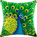 Brvsk Needlepoint Pillow Kit — Peacock, 16″ × 16″