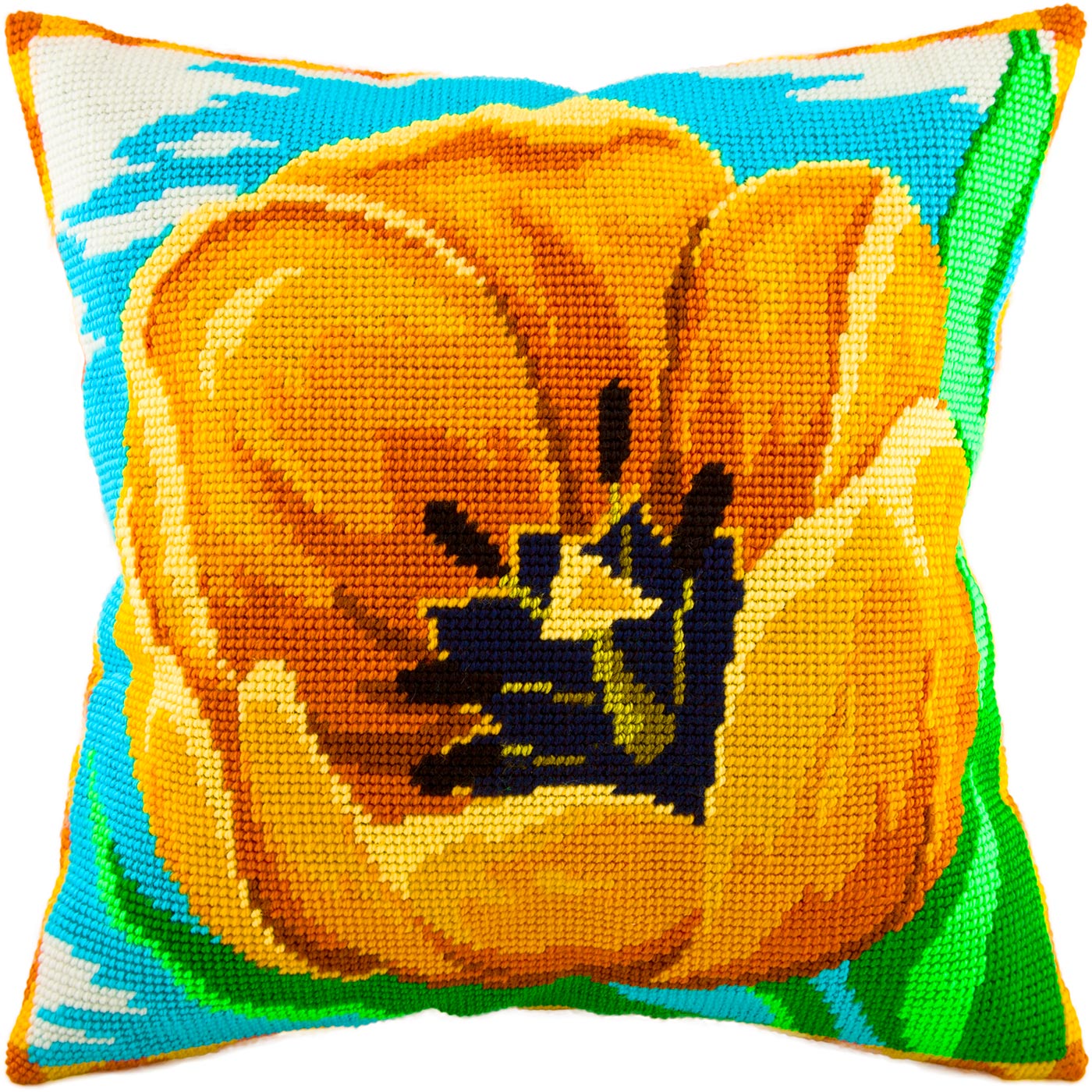 Yellow Tulip — Needlepoint Kit 16″ × 16″ by Brvsk