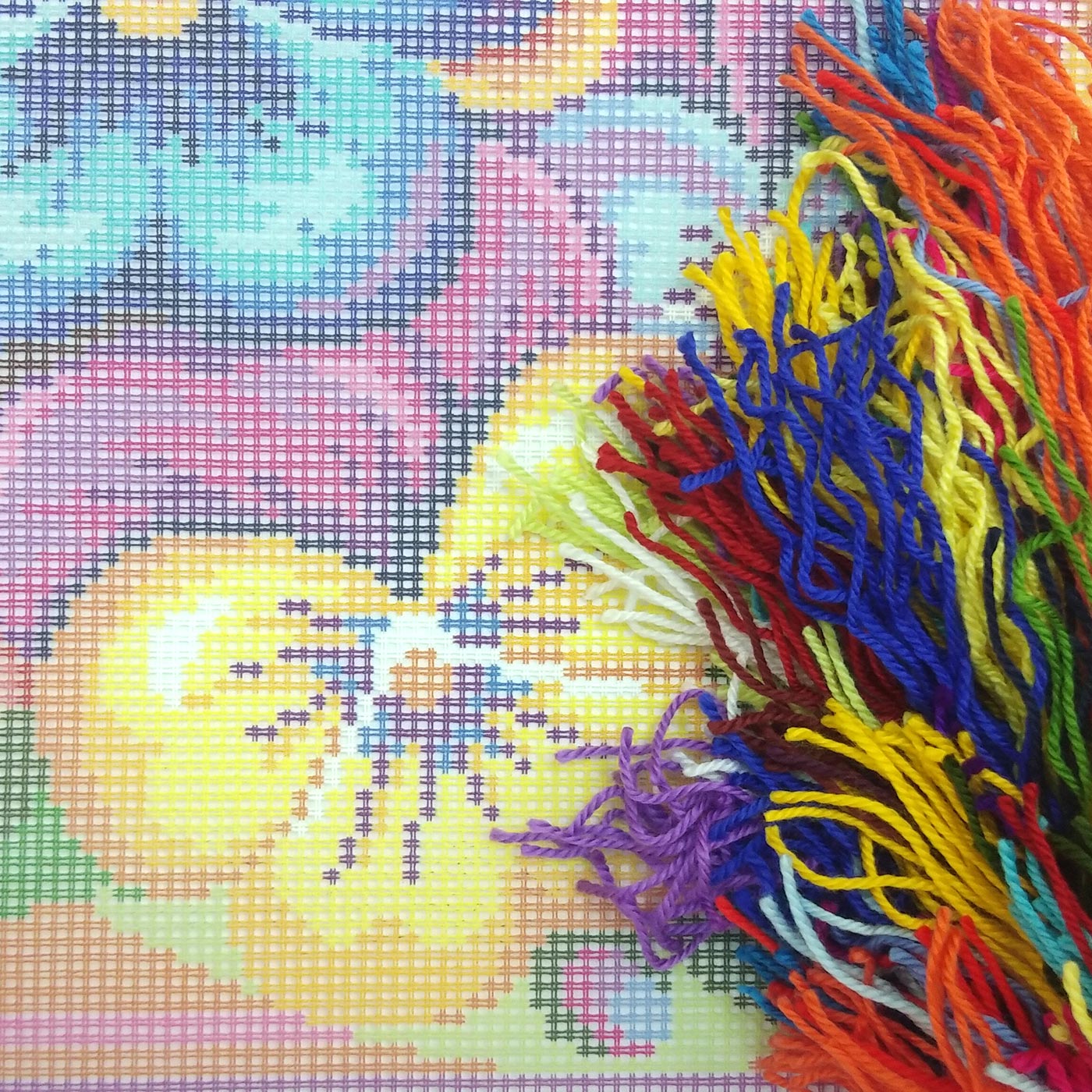 Rainbow of Violas — Stamped Cross Stitch Kit 16″ × 16″ by Brvsk