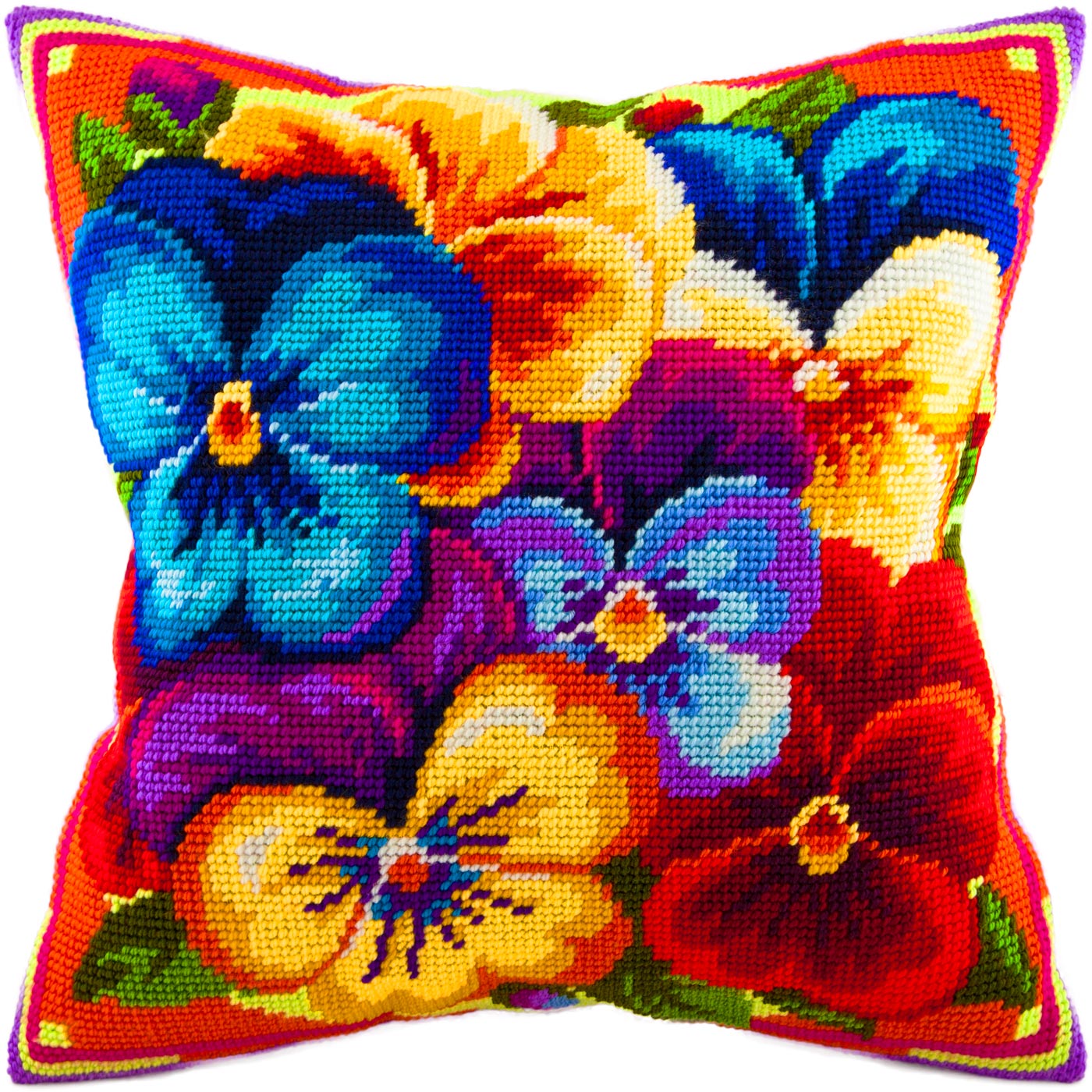 Rainbow of Violas — Stamped Cross Stitch Kit 16″ × 16″ by Brvsk
