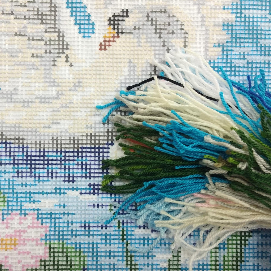 Swans — Stamped Cross Stitch Kit 16″ × 16″ by Brvsk