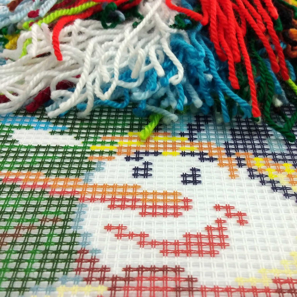 Brvsk Winter Needlepoint Kit for Adults and Beginners — Snowman 16″ × 16″ with Clear, Precise Printed Design on Cotton Canvas; Includes 2 Needles, Yarn, and Easy-Read Chart