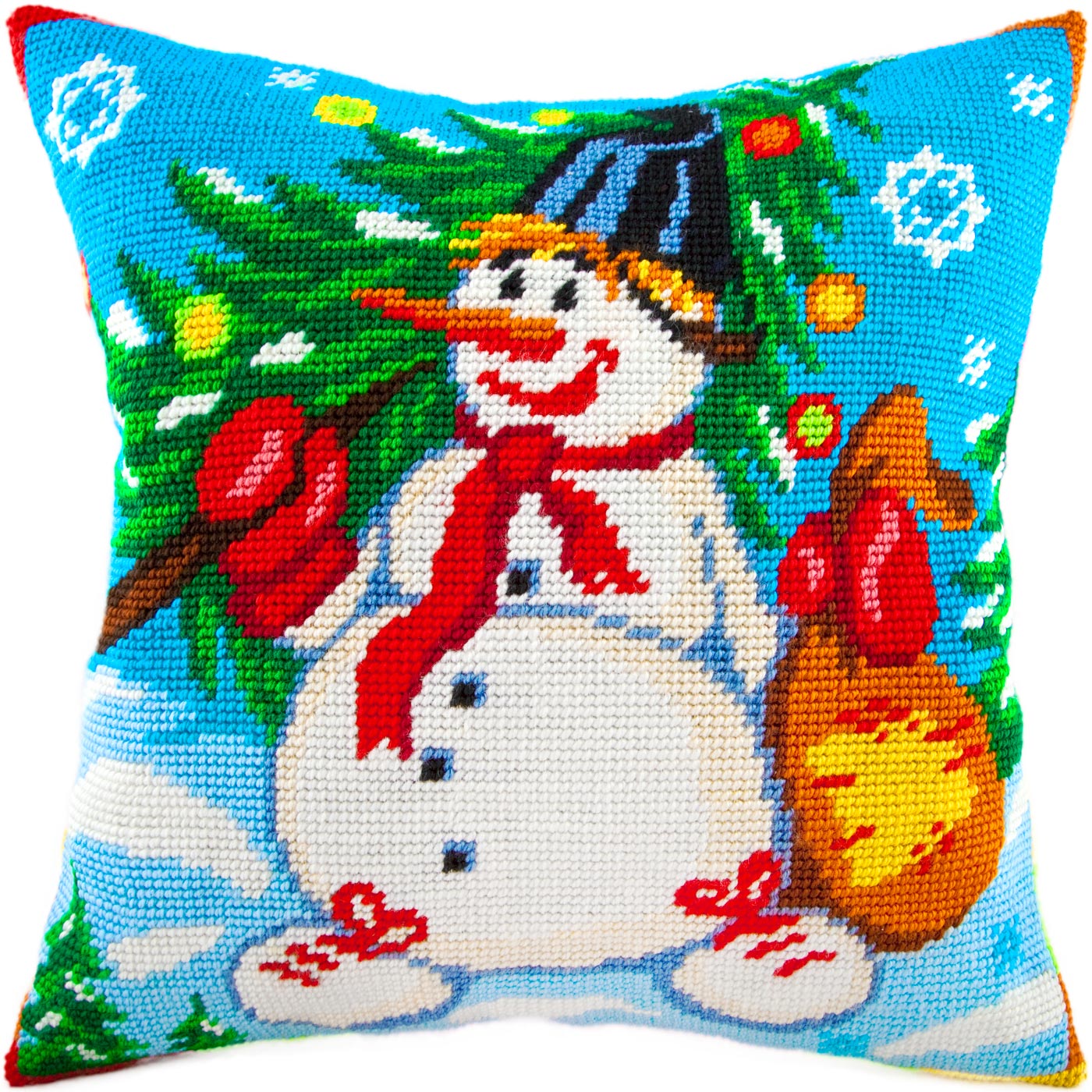 Snowman — Needlepoint Kit 16″ × 16″ by Brvsk