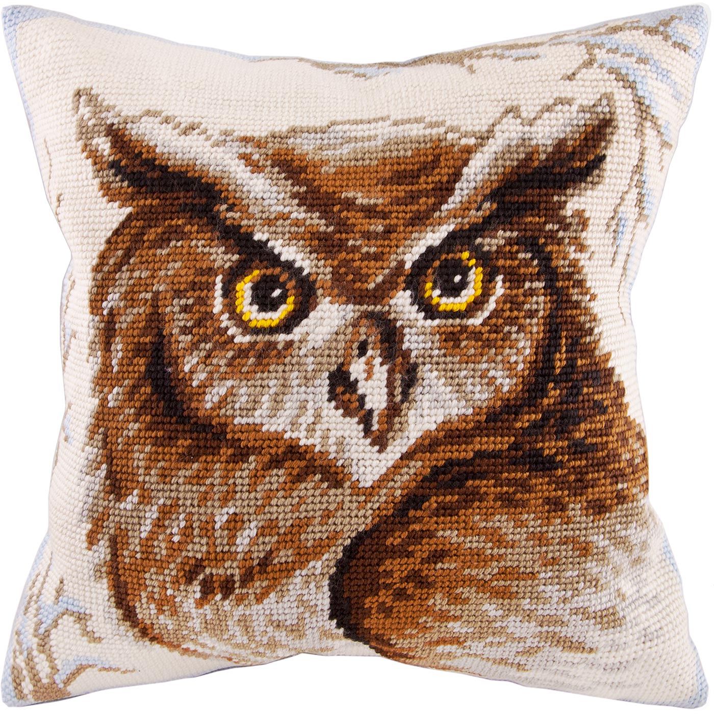 Eagle-Owl — Stamped Cross Stitch Kit 16″ × 16″ by Brvsk