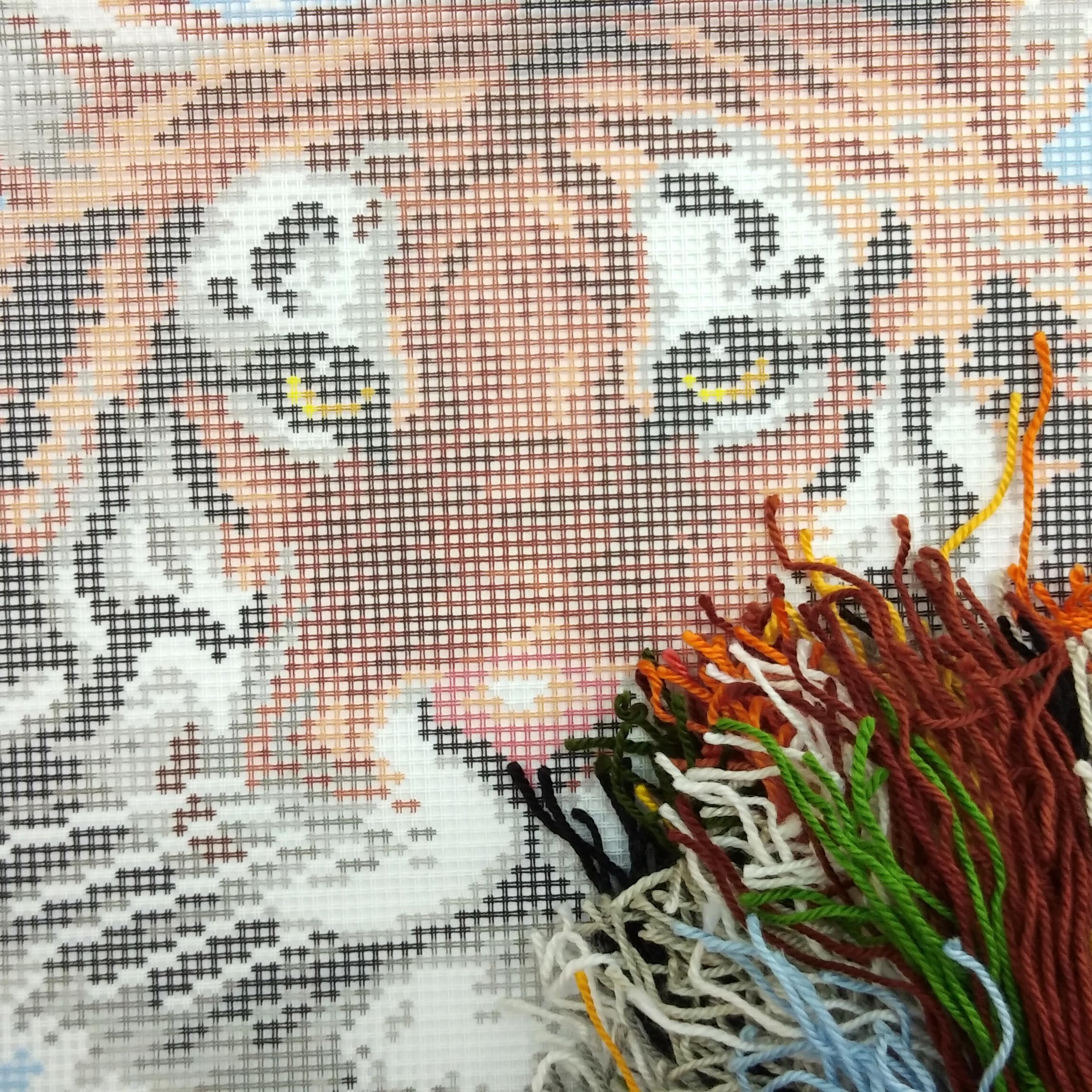 Brvsk Ferine Embroidery Kit for Adults and Beginners — Tiger 16″ × 16″ with Clear, Precise Printed Design on Cotton Canvas; Includes 2 Needles, Yarn, and Easy-Read Chart