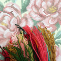 Brvsk Floral Stamped Cross-Stitch Kit for Adults and Beginners — Peony 16″ × 16″ with Clear, Precise Printed Design on Cotton Canvas; Includes 2 Needles, Yarn, and Easy-Read Chart