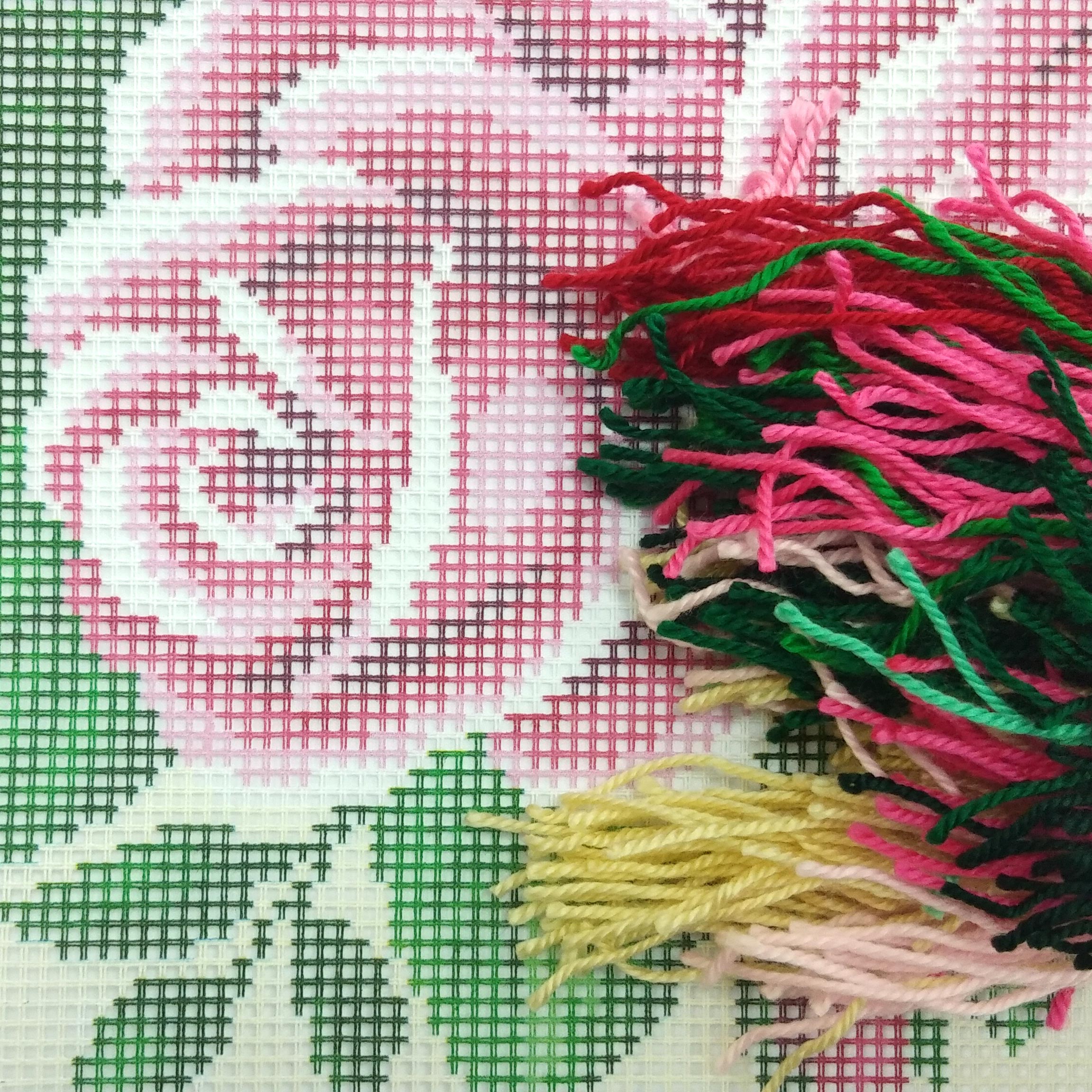 Three Roses — Needlepoint Kit 16″ × 16″ by Brvsk