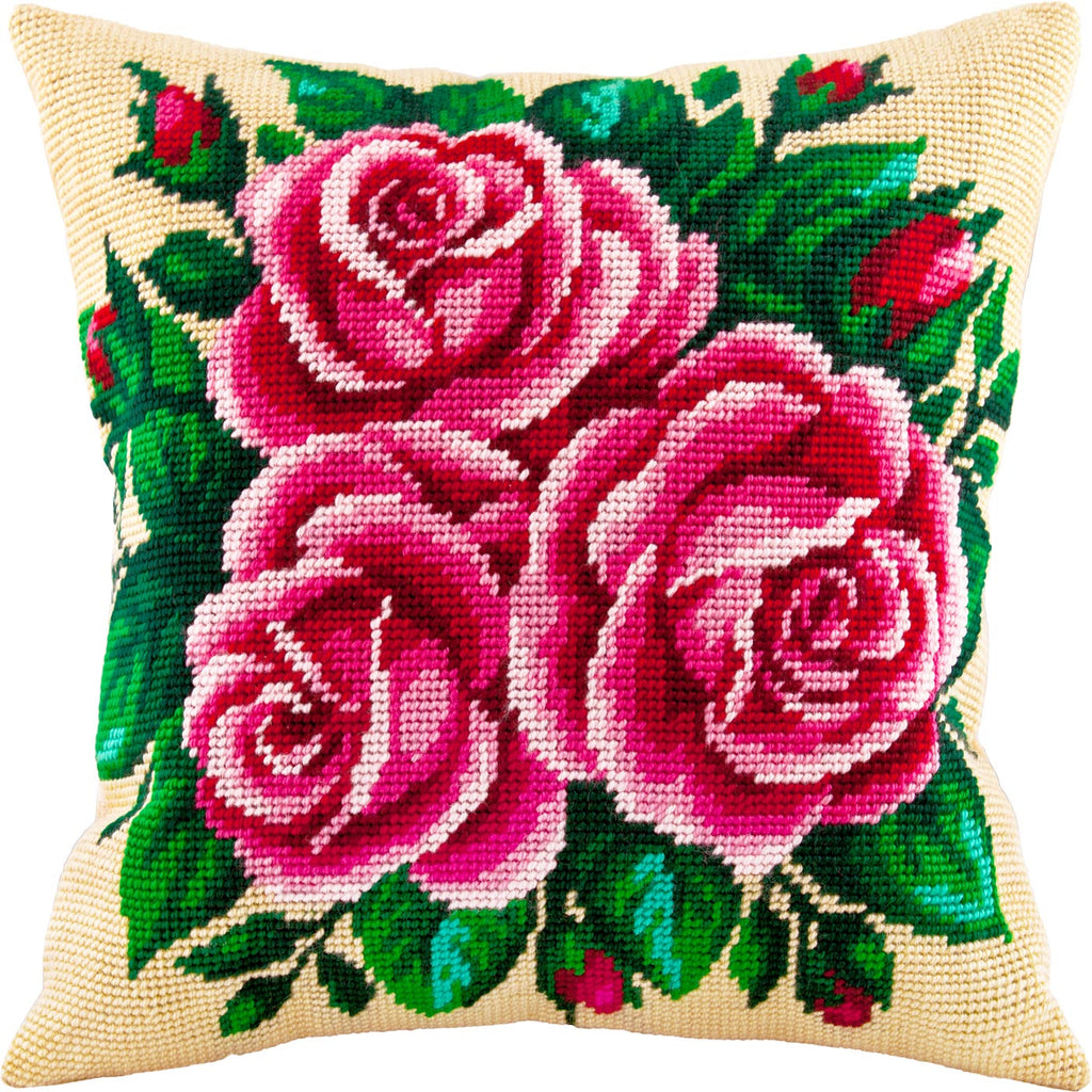 Three Roses — Needlepoint Kit 16″ × 16″ by Brvsk