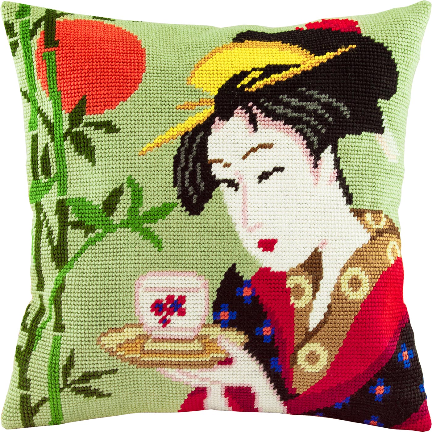 Naniwaya Okita — Stamped Cross Stitch Kit 16″ × 16″ by Brvsk