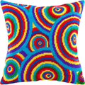 Brvsk Rainbow Needlepoint Kit for Adults and Beginners — Mexico 16″ × 16″ with Clear, Precise Printed Design on Cotton Canvas; Includes 2 Needles, Yarn, and Easy-Read Chart
