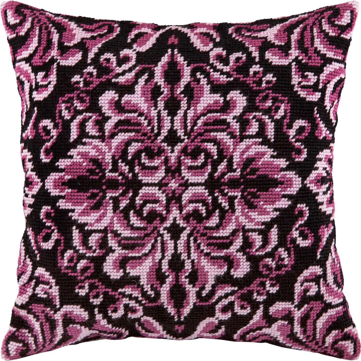 Brvsk Ornamental Needlepoint Kit for Adults and Beginners — Royal Rosette 16″ × 16″ with Clear, Precise Printed Design on Cotton Canvas; Includes 2 Needles, Yarn, and Easy-Read Chart
