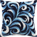 Brvsk Ornamental Stamped Cross-Stitch Kit for Adults and Beginners — Swirls 16″ × 16″ with Clear, Precise Printed Design on Cotton Canvas; Includes 2 Needles, Yarn, and Easy-Read Chart